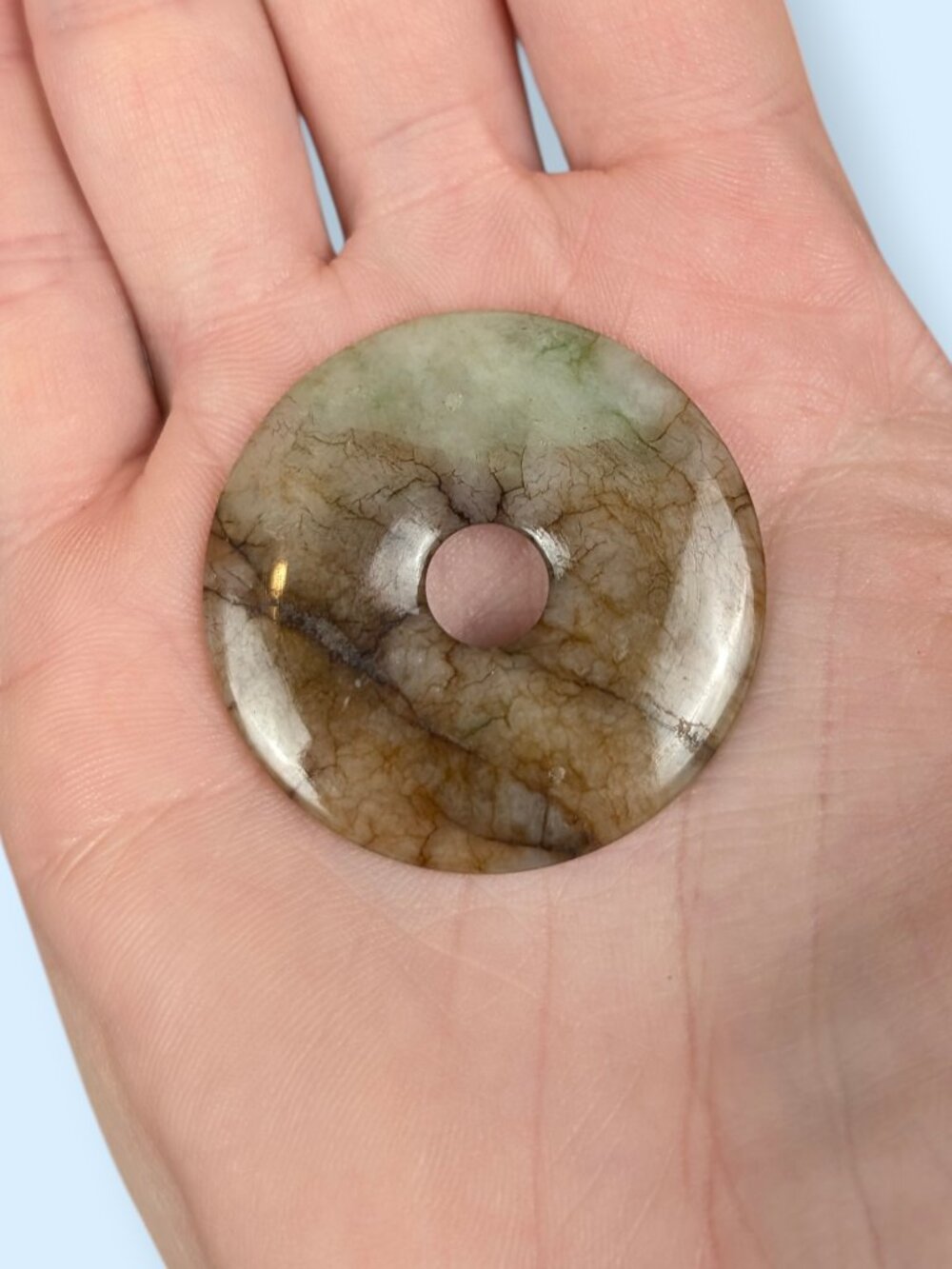 Green & Brown Dyed Stone Disc Pendant